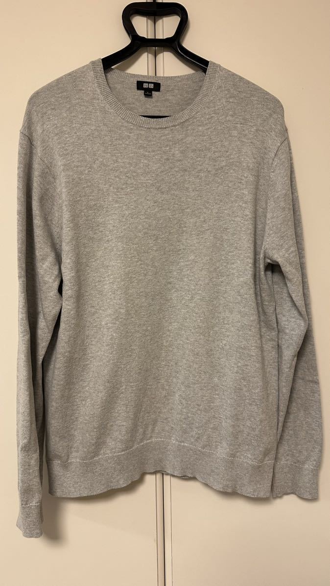 ユニクロ UNIQLO メンズ セーター L ホワイト/グレー拍卖