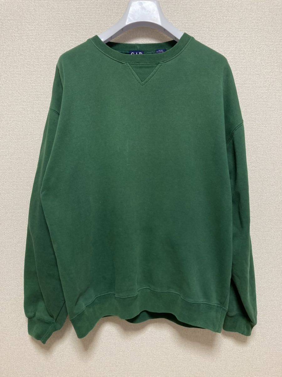80's90's USAヴィンテージ OLD GAP オールド ギャップ スウェット トレーナー 無地 前V スウェット 緑 M拍卖