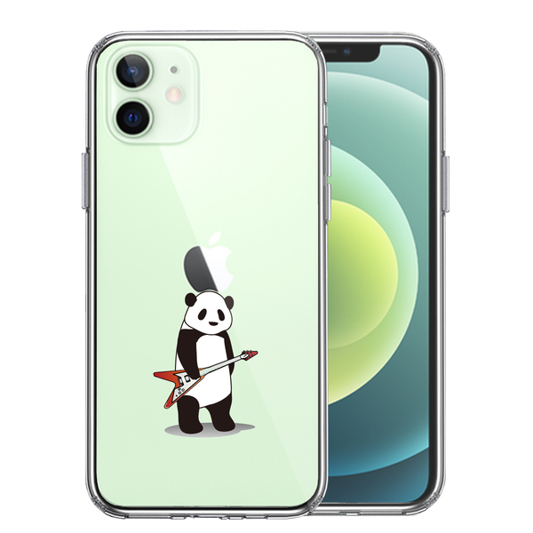 iPhone12 ケース クリア エレキギター パンダ スマホケース 側面ソフト 背面ハード ハイブリッド拍卖