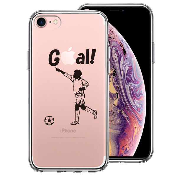 iPhone7 ケース クリア サッカー ゴール スマホケース 側面ソフト 背面ハード ハイブリッド拍卖