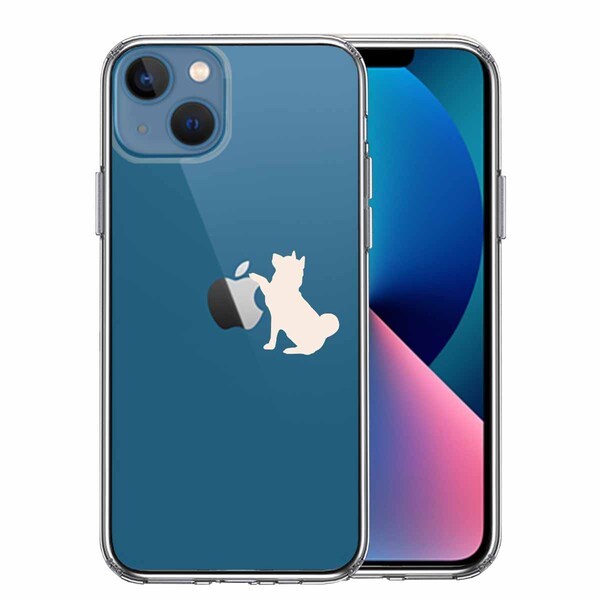 iPhone13 ケース クリア わんこ お手 ホワイト スマホケース 側面ソフト 背面ハード ハイブリッド拍卖