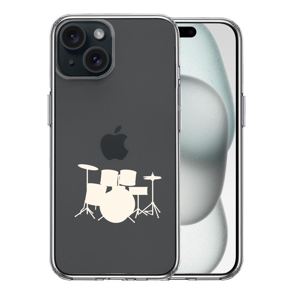 iPhone15Plus ケース クリア ドラム ホワイト スマホケース 側面ソフト 背面ハード ハイブリッド拍卖