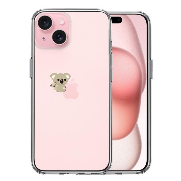 iPhone15 ケース クリア コアラ 親子 おんぶ スマホケース 側面ソフト 背面ハード ハイブリッド拍卖