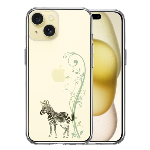 iPhone15 ケース クリア フローラル ゼブラ グリーン スマホケース 側面ソフト 背面ハード ハイブリッド拍卖