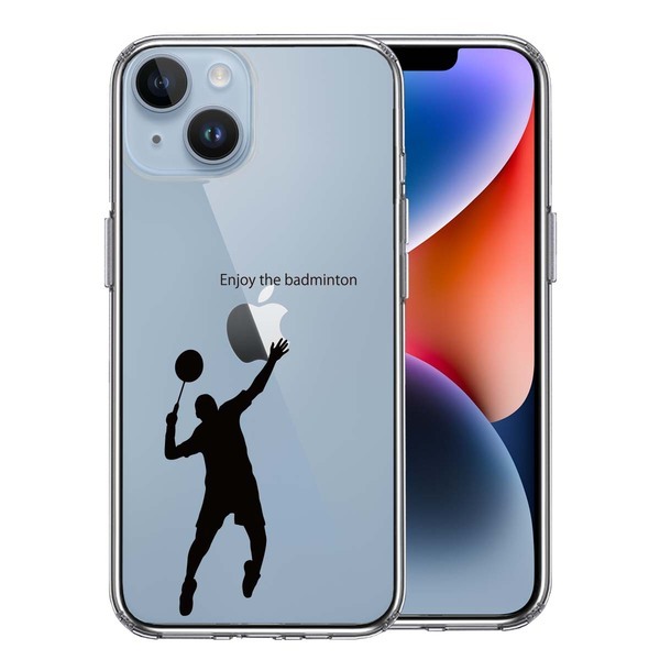 iPhone14Plus ケース クリア バドミントン ブラック スマホケース 側面ソフト 背面ハード ハイブリッド拍卖