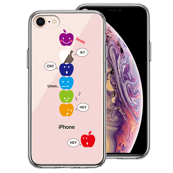 iPhone8 ケース クリア APPLE FACE スマホケース 側面ソフト 背面ハード ハイブリッド拍卖