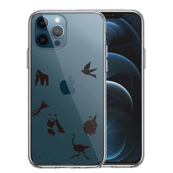 iPhone12Pro ケース クリア 動物 しりとり スマホケース 側面ソフト 背面ハード ハイブリッド拍卖