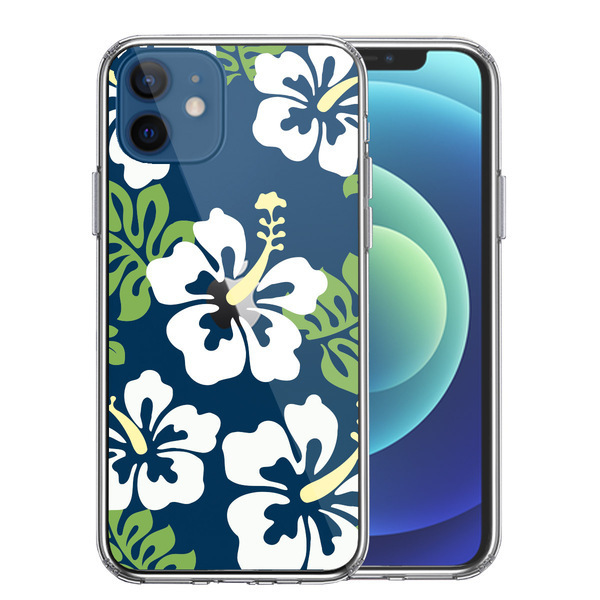 iPhone12mini ケース クリア ハイビスカス ホワイト スマホケース 側面ソフト 背面ハード ハイブリッド拍卖