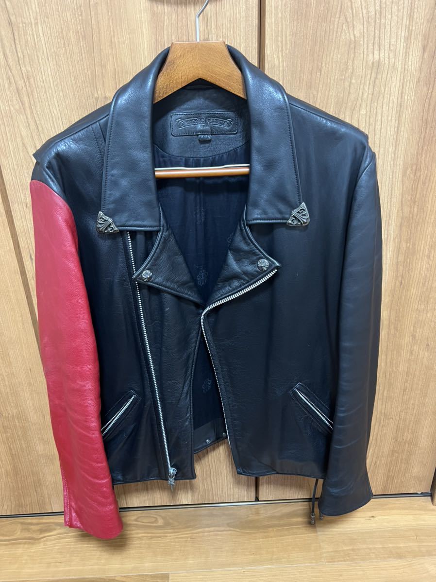 希少!!ヴィンテージ 初期クロムハーツ オーダー片腕赤袖レザーライダースジャケット 拍卖