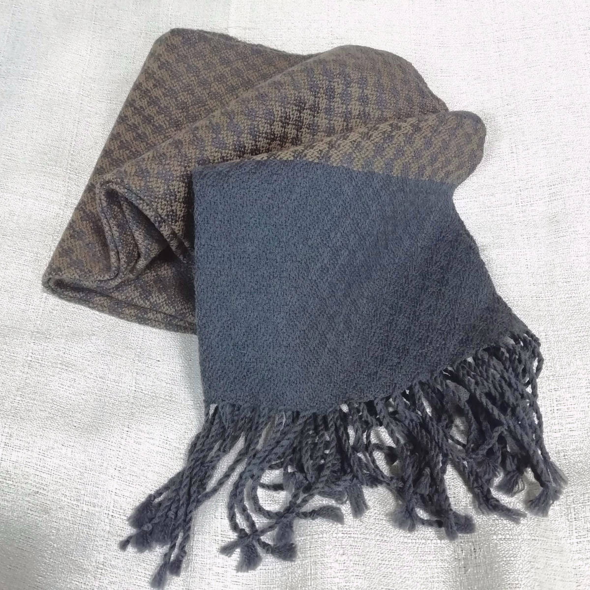 RGLT マフラー ウール製 ブラウン モカ ブルーグレー 170cm拍卖