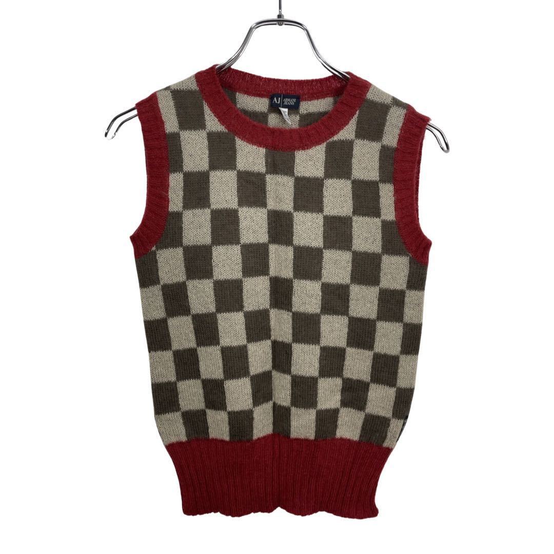 ARMANI JEANS アルマーニジーンズ レディース チェック柄 ニット ベスト トップス拍卖