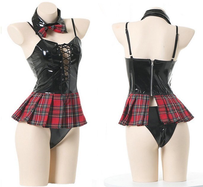 LRM398 コスプレ衣装 超セクシー 悩殺 セーラー服風 光沢 【ワンピース3点セット】 学生服 ミニスカート ベビードール ナイトウェア拍卖