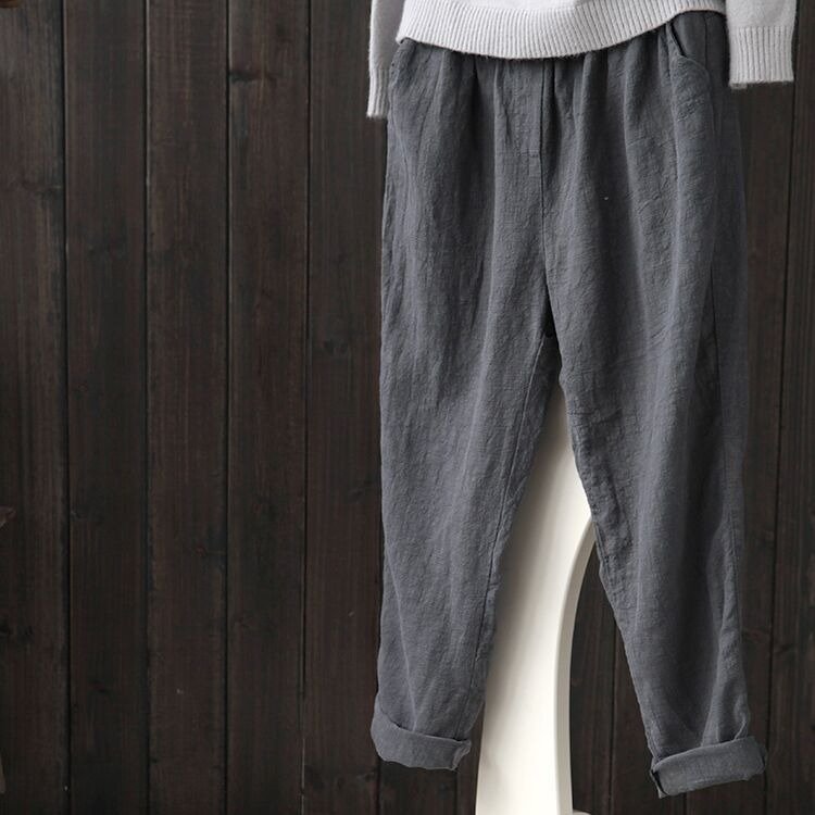 ZPT354☆新品M~3XLサイズ 秋 超人気 カジュアル 綿麻リネン ウエストゴム ゆったり 無地 サルエルパンツ ワイドパンツ拍卖