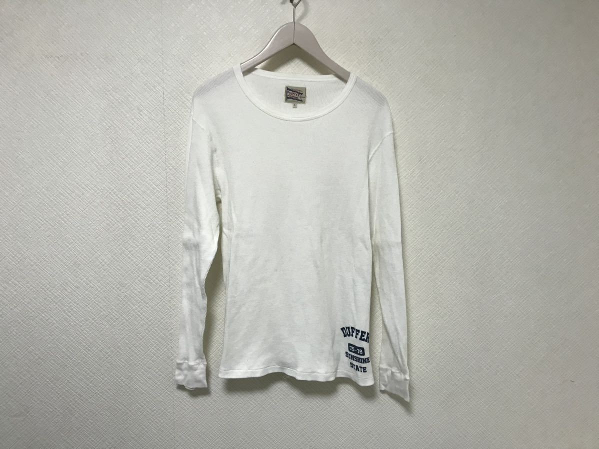 本物ダファーDUFFERプリントワッフルコットン長袖TシャツロンTメンズサーフアメカジミリタリー白ホワイトL日本製拍卖
