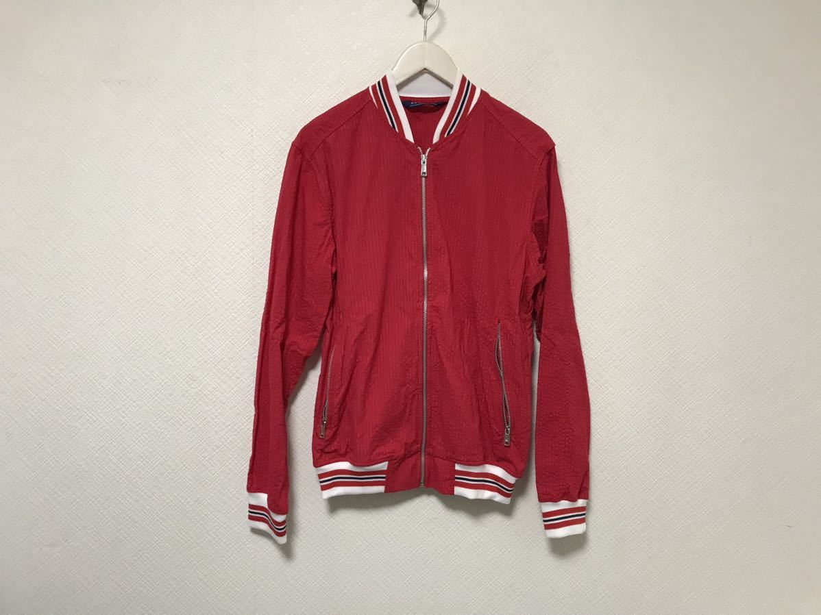 本物ザラマンZARAMANコットンシアサッカージャケットメンズサーフワークアメカジビジネススーツ赤レッドMポルトガル製拍卖