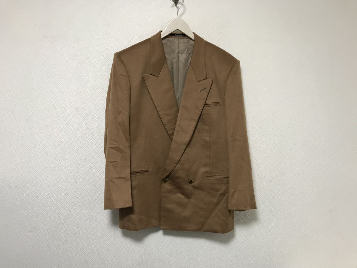 本物ダムオーダーDammOrderカシミヤダブルテーラードジャケットベストジレセットメンズサーフワークアメカジビジネススーツキャメル茶L拍卖