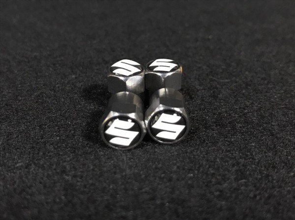 送料無料 メッキ仕様 スズキ ホワイト エアーバルブキャップ ( 現行 ジムニー ワゴンR ハスラー スイフト イグニス アドレスV125G に適合)拍卖