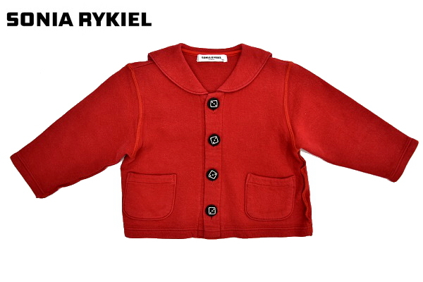 S5996★送料無料★美品★SONIA RYKIEL ENFANT ソニアリキエル アンファン★レッド赤色 スウェット地 セーラー襟 ジャケット コート 90拍卖