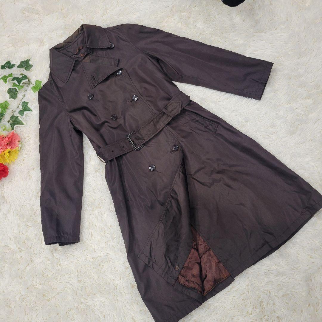 PRADA ブラウン ロングコート 裏地キルティング トレンチコート拍卖