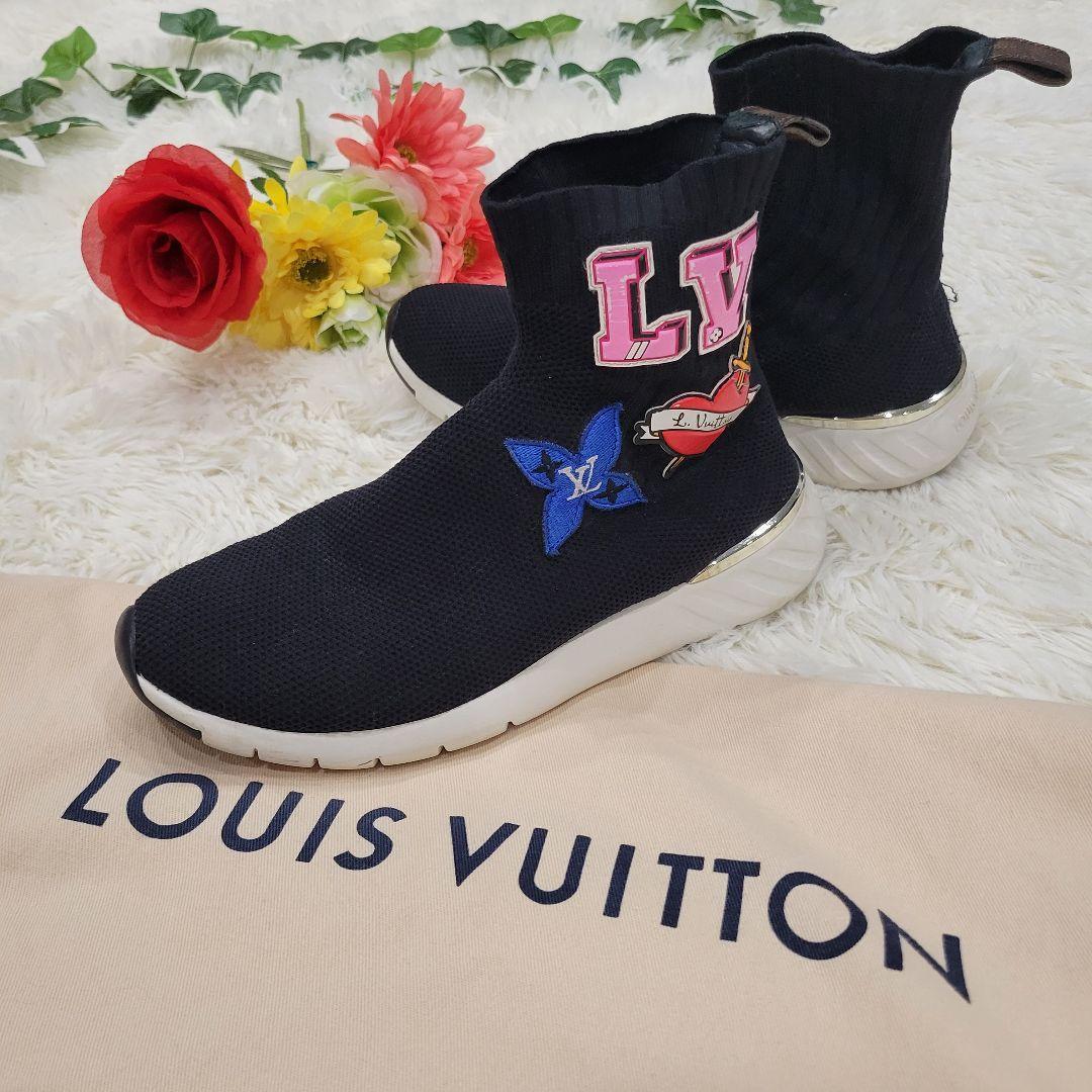 ルイヴィトン ロゴ お洒落 ブーツ スニーカー ブーティー ソックス ブラック拍卖