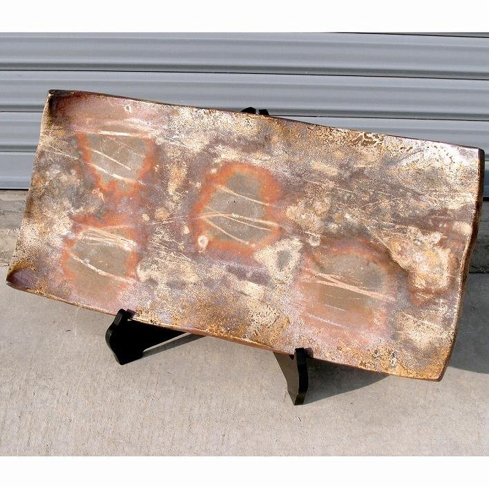 津軽金山焼・松風・大皿・飾り皿・皿立て付・No.171014-10・梱包サイズ100拍卖