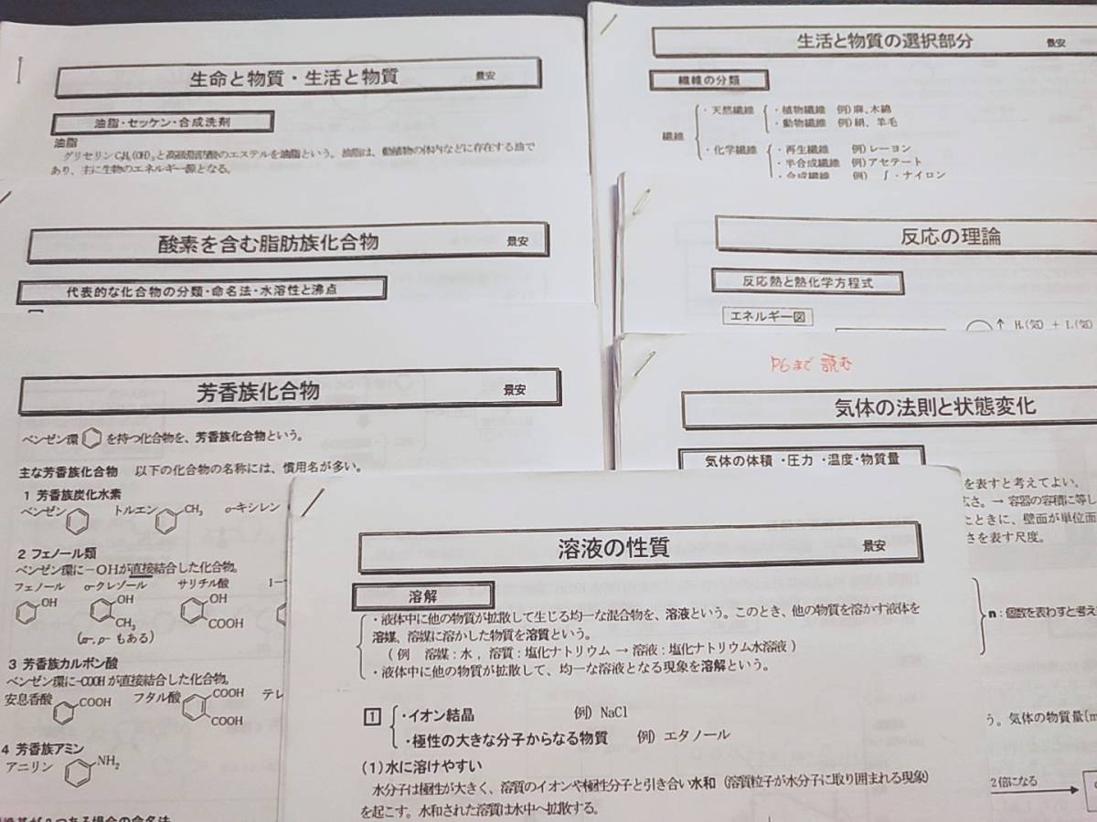 駿台 景安先生 化学S 講義プリント 医学部校舎 鉄緑会 Z会 東進 SEG 河合塾拍卖