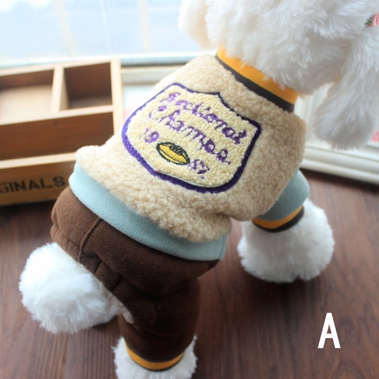 犬の服 四足前開き つなぎ もこもこ コスチューム ドッグウエア ペット服 ワンちゃん服 秋冬衣装 柔らかい 加絨 厚い 保温性が抜群拍卖