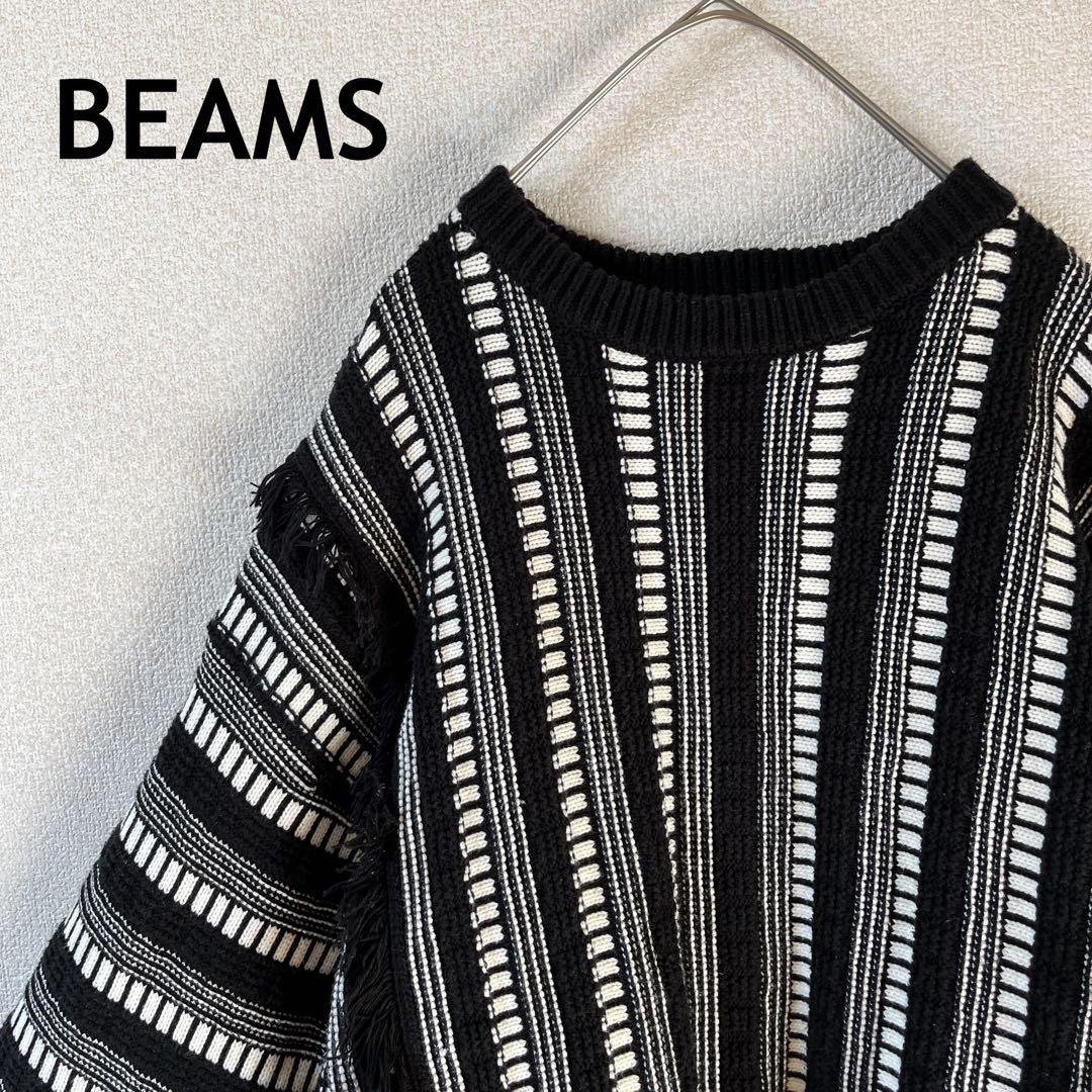 A3ビームスハート ネイティブ柄ストライプニットセーター フリーサイズレディース拍卖