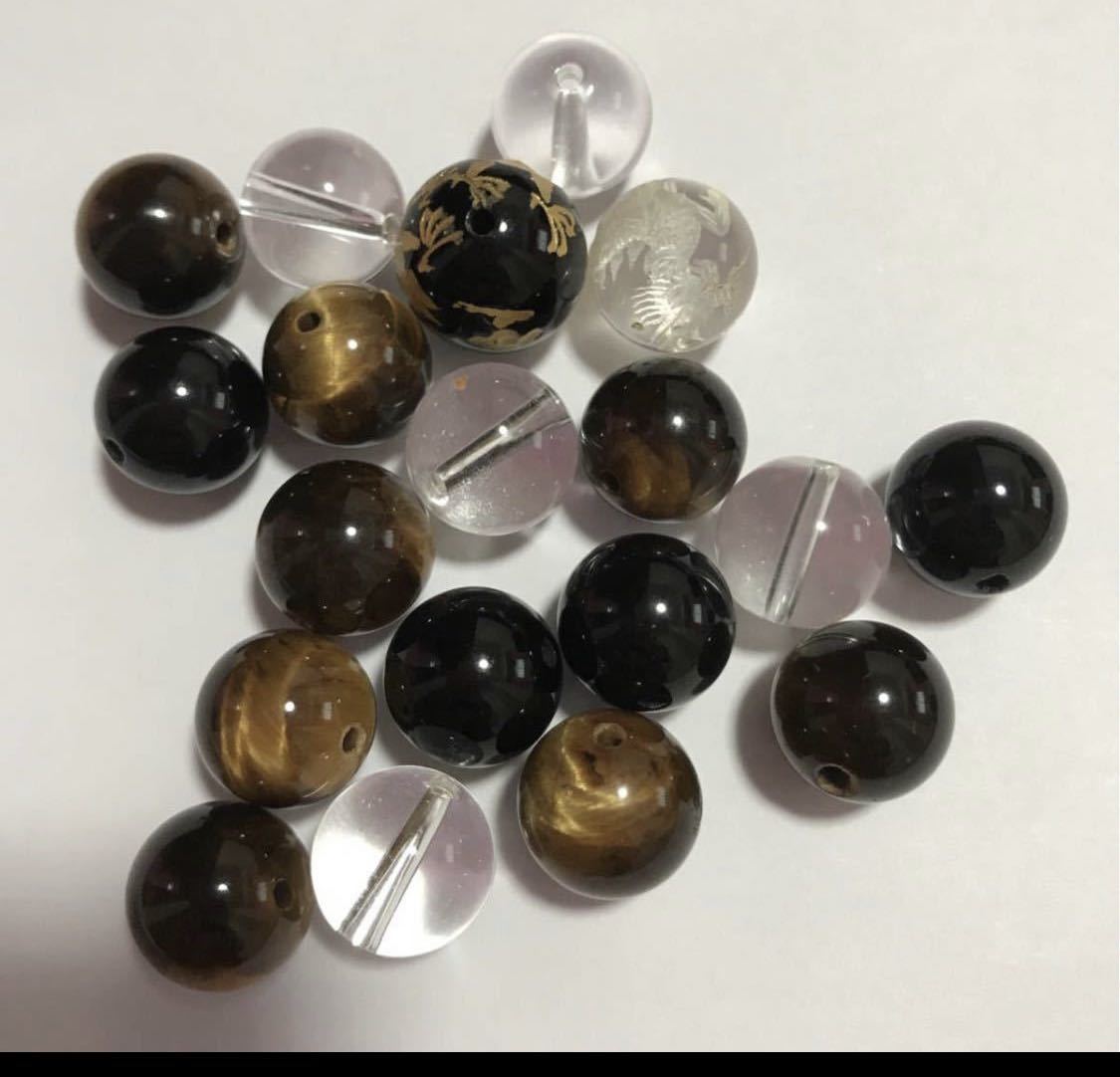 送料込★新品★ストーンブレスレット★タイガーアイ12個★水晶5個★ドラゴン刻印2個★拍卖