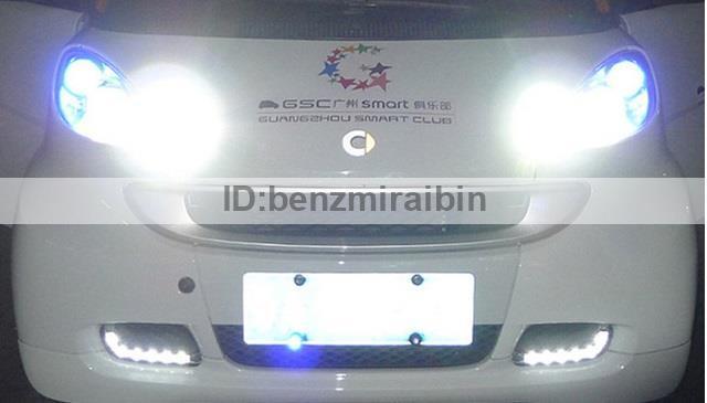 ベンツ Benz Smart Fortwo 2ドア LED デイライト ホワイト フロント バンパー フォグ ランプ ライト フォグ カバー 左右セット拍卖