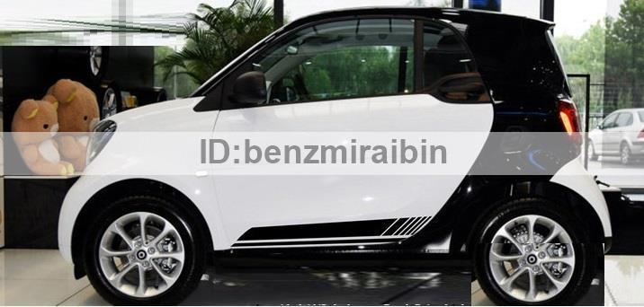 ベンツ Mercedes benz Smart サイド ステッカー 2枚 AMG ライン 黒 ブラック DIY拍卖