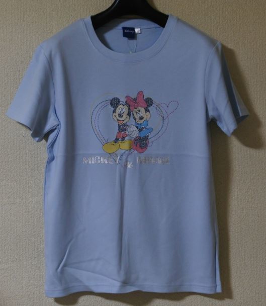 Disney ディズニー Tシャツ 半袖 水色 ミッキー&ミニー Mサイズ 新品 未使用 otkyuk k f0110拍卖