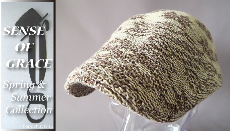 grace 大きいサイズ★透かし編みジャガードサーモハンチング【GR/XL】新品 定価¥4600 サイズ調節可能 男女兼用 センスオブグレース拍卖