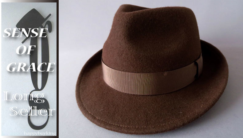 grace 大きいサイズ★2025フェルトウール中折れハット【茶/XL】新品 サイズ調節可能 男女兼用 BIG SIZE ビッグサイズ センスオブグレース拍卖