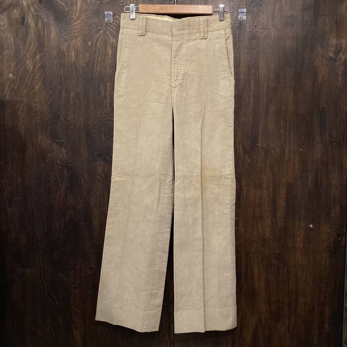 US古着 70年代 ビンテージ コーデュロイパンツ TALONジップ ベージュ アメリカ古着 スラックス チノパン タロンジップ拍卖