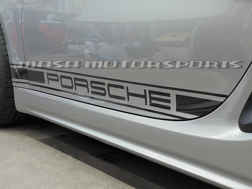 岐阜発 PORSCHE ポルシェ718ボクスターサイドデカール ハラマキカーボンシート カット済み簡単施工 外装 パーツ ドレスアップフィルム 拍卖