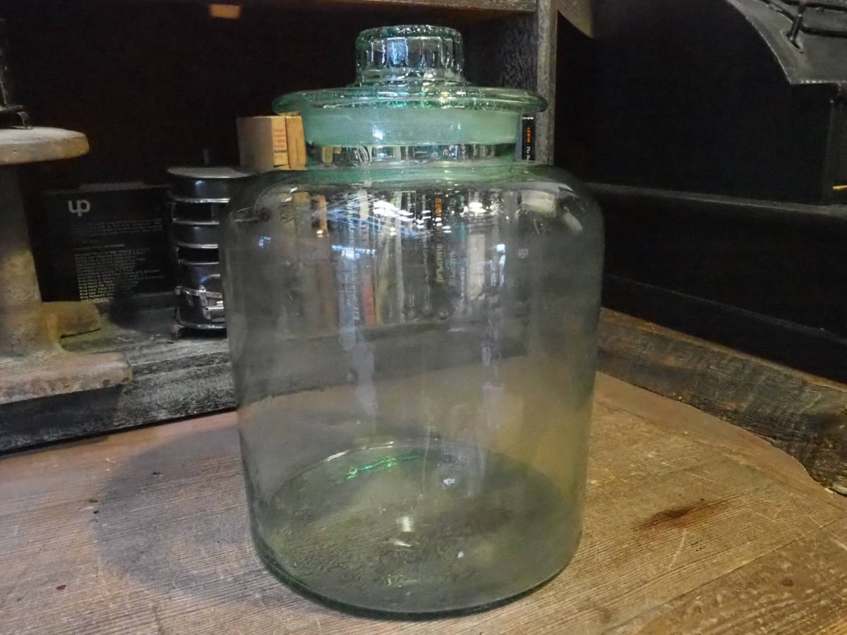 【蓋付ガラス瓶】金魚カフェ古道具アンティーク猫瓶キャンディポット駄菓子屋ピクルスインテリア米櫃ガーデニング観葉植物ドライフラワー拍卖