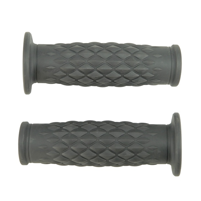 ハンドルグリップ ダイヤ柄 旧車 クラシック タル型 22.2mm ダークグレー バイク カスタム ラバーグリップ ビンテージ 樽型 ホンダ拍卖