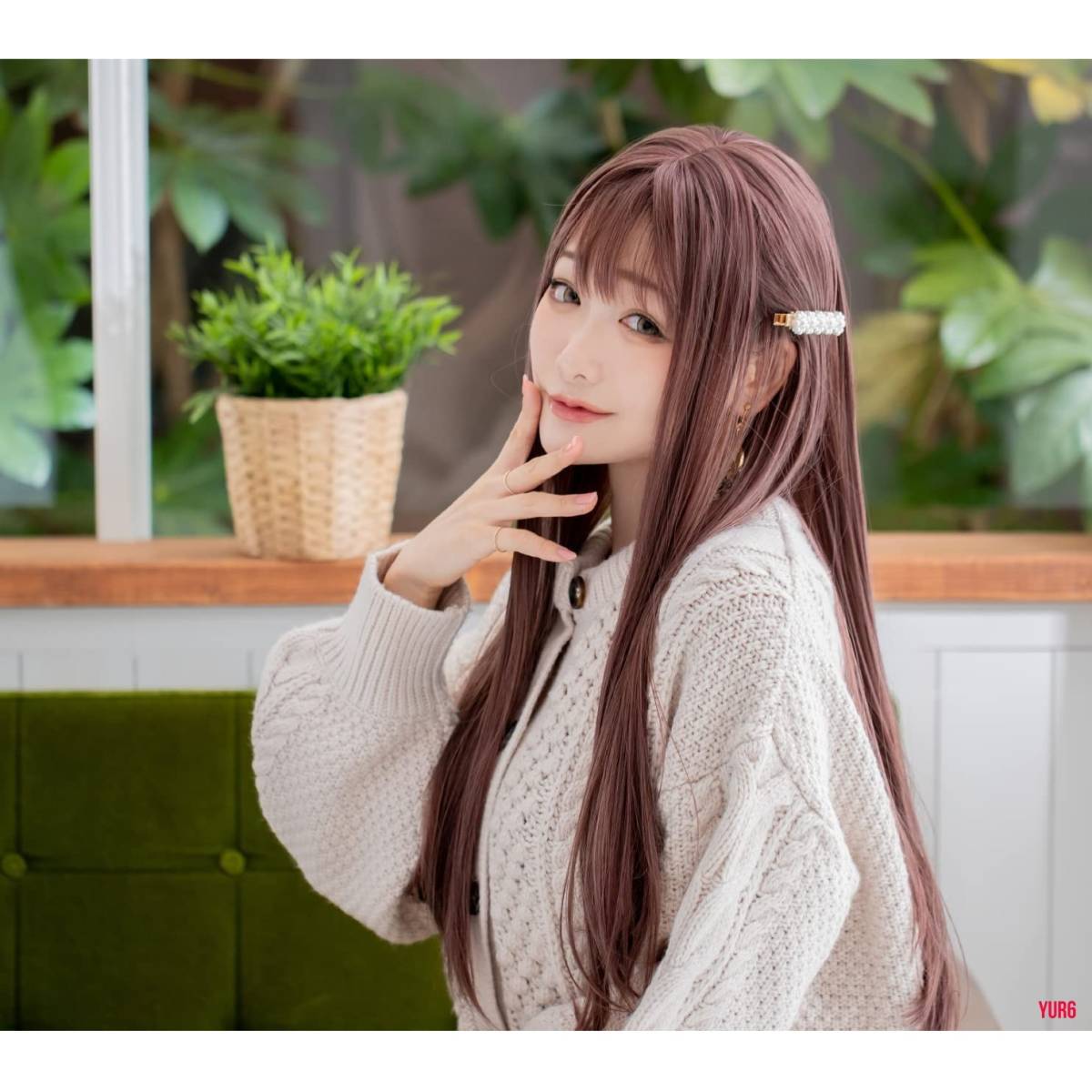 ピンクブラウン サラサラ ストレート ロング ウィッグ フルウィッグ 耐熱ファイバー レディース 人工頭皮 I型つむじ 普段使い パーティー拍卖