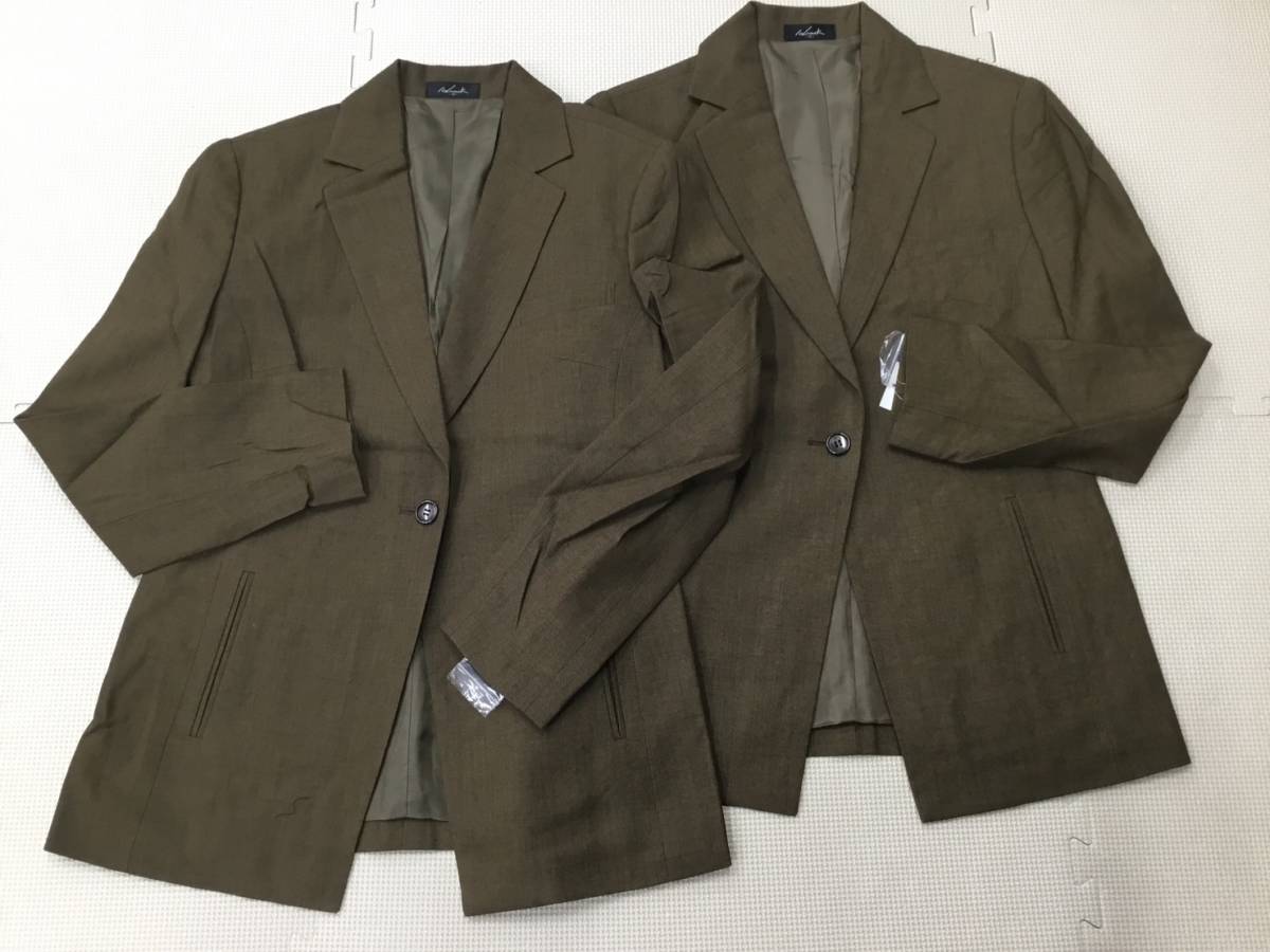 J22112-130J 新品【HINUCK】オフィスウェア ジャケット 11号 2枚/ハイナック/茶系/ブレザー/事務服/OL/受付/制服/カウンター拍卖