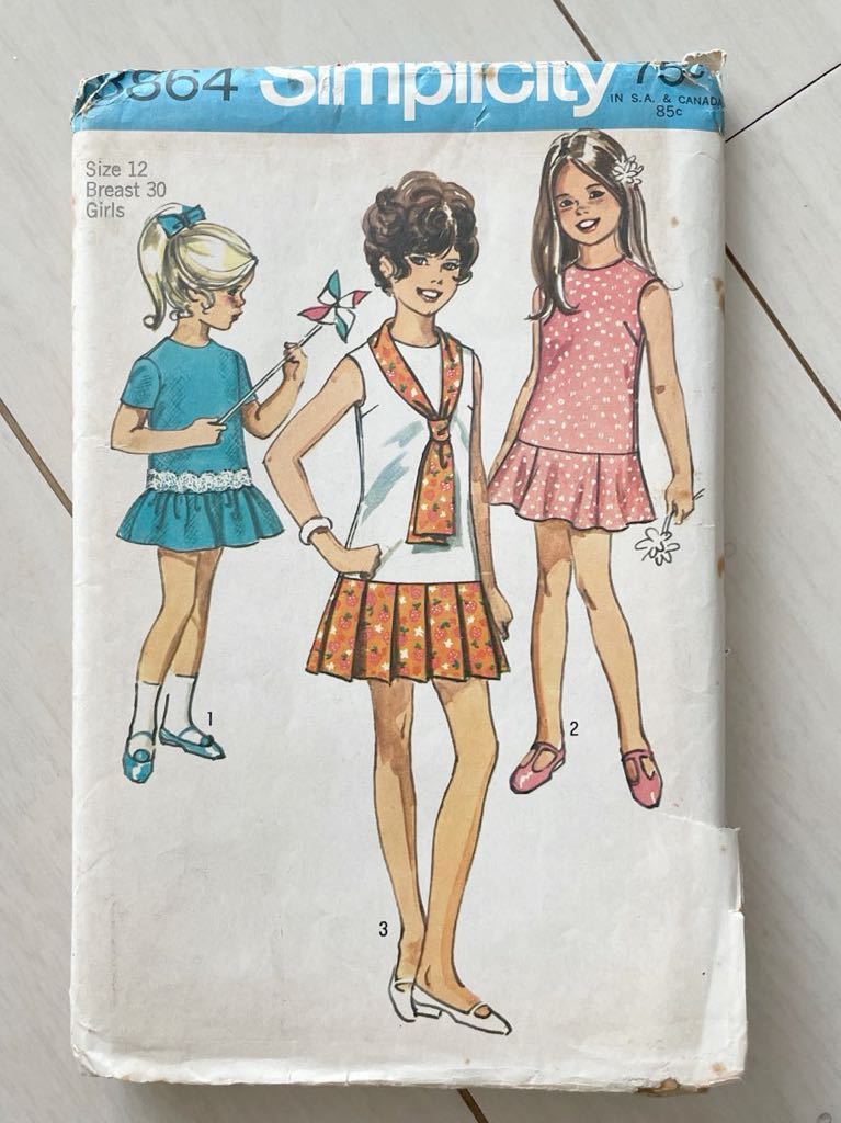 70's NY シンプリシティ 女の子服 型紙 ビンテージ 手芸雑貨 US 縫製 パターン 手作り ハンドメイド レトロ ガーリー 衣装 ブロカント 希少拍卖