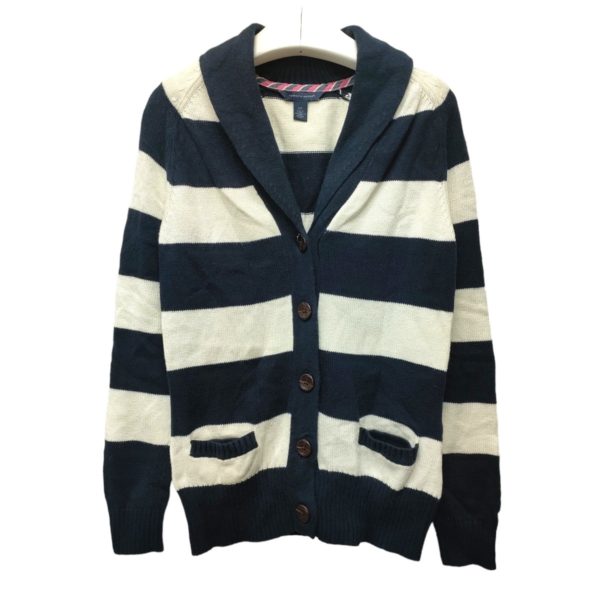 TOMMY HILFIGER /トミーヒルフィガー レディース トップス ショールカラー カーディガン ボーダー Sサイズ I-3408拍卖