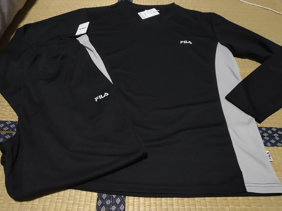 【新品】FILA 速乾長袖Tシャツ ジャージパンツ トレーニングウエア 上下 LL 黒拍卖