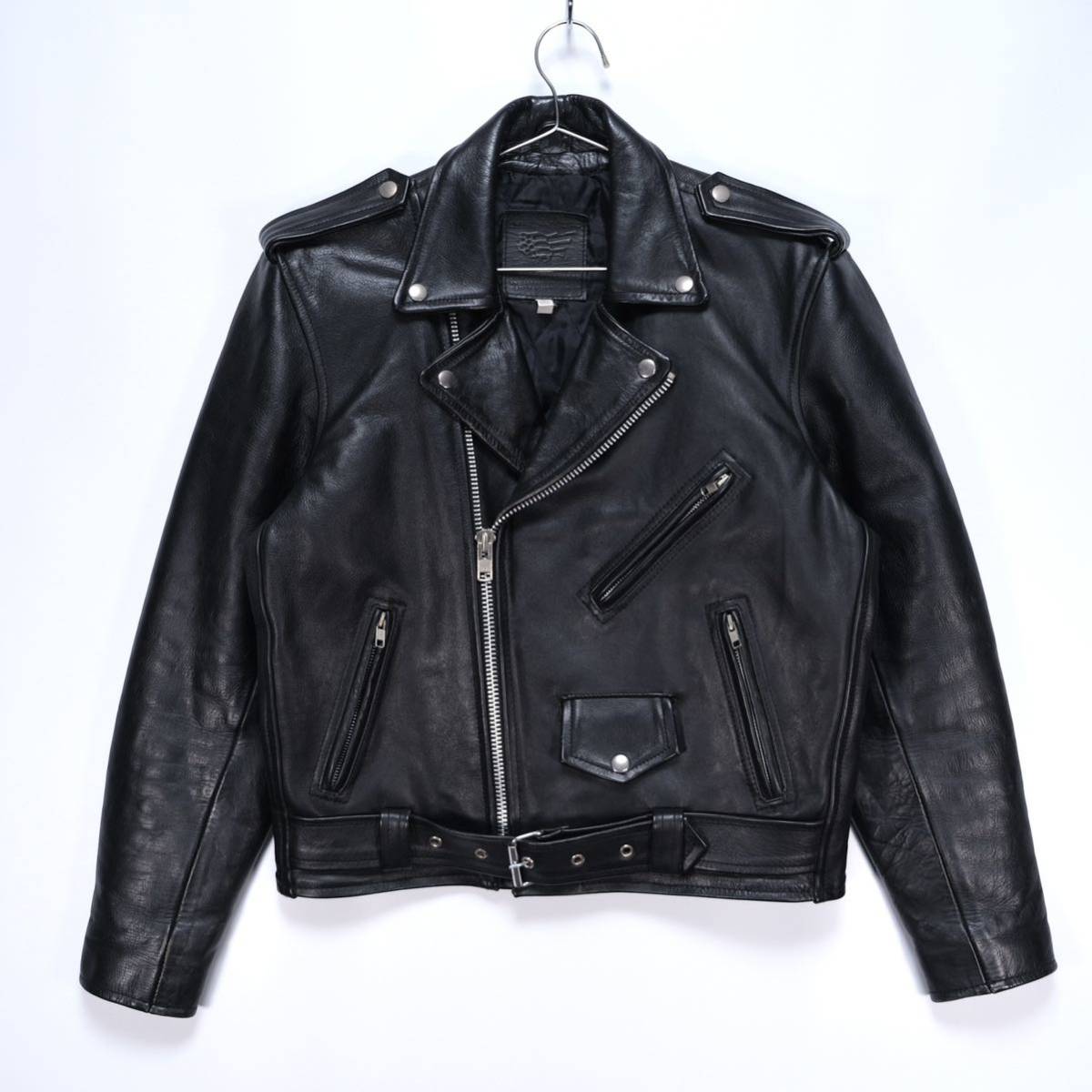 【送料無料】AMERICAN NOSTALGIA(アメリカンノスタルジア)/ダブルライダースジャケット/レザージャケット/本革/ブラック/Mサイズ拍卖