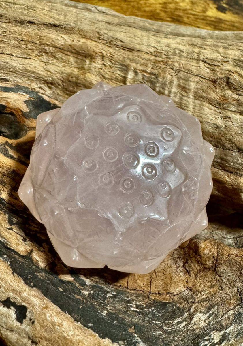 ■ 綺麗 蓮花彫り ローズクォーツ 天然石 原石 7800拍卖