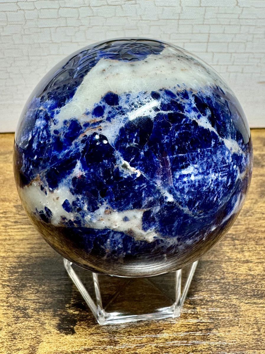 ■ 高品質 ソーダライト 大きなスフィア 78.2mm 625g天然石スフィア パワーストーン 丸玉 置物インテリア 原石拍卖