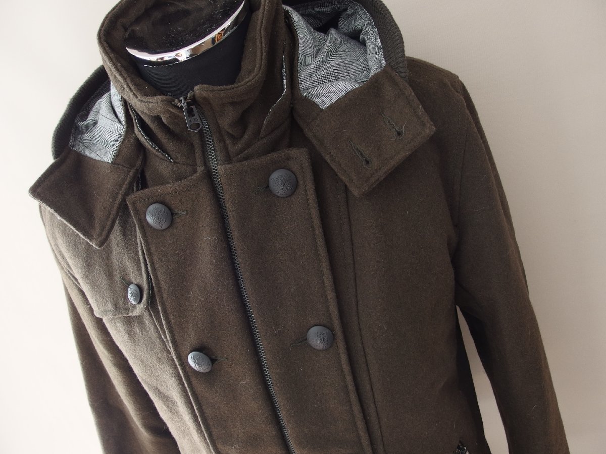 ザラマン★フーデッドナポレオンジャケット★ナポレオンPコート★着脱式フード装備★裏面 中綿キルティング★L(USAサイズ)★ZARA MAN拍卖