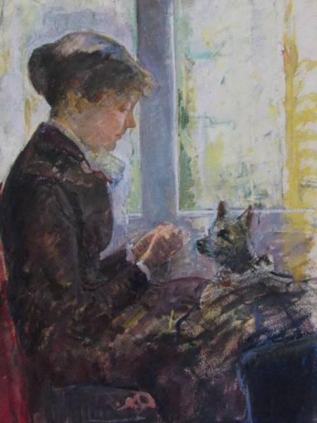 メアリー・カサット、「WOMAN BY A WINDOW FEEDING HER DOG」、海外版超希少レゾネ、新品額付、ara拍卖