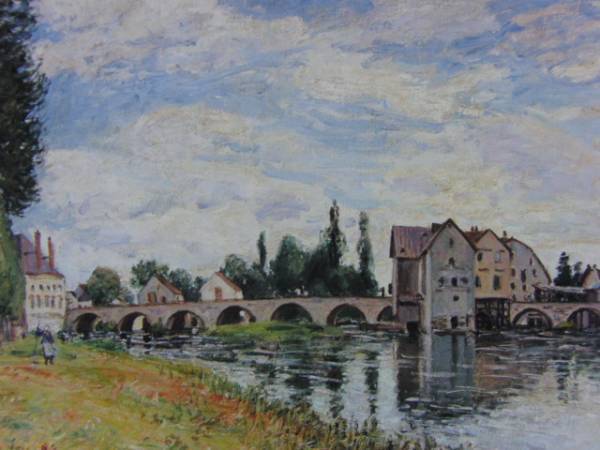 アルフレッド・シスレー 、Alfred Sisley、夏のモレの橋、希少画集画、新品額装付、送料込み、fan拍卖