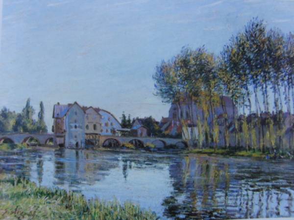 アルフレッド・シスレー 、Alfred Sisley、秋のモレの橋、希少画集画、新品額装付、fan拍卖